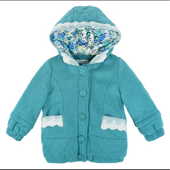 Kex Kids Other - Girls Green Turquoise Felted Lace Coat (074)